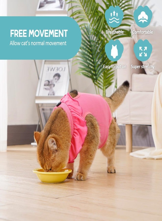 Avont Cat Recovery Suit - Kitten Onesie for Cats After Surgery, Cone of Shame Alternative Surgical Spay Suit with Ruffles for Female Cat, Post-Surgery or Skin Diseases Protection -Rosepink (L) - Image 2